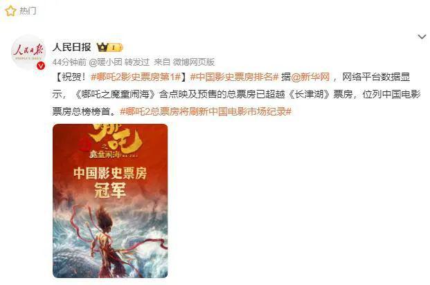 品牌热搜 中国影视品牌崛起《哪吒2》刷新票房纪录(图1)